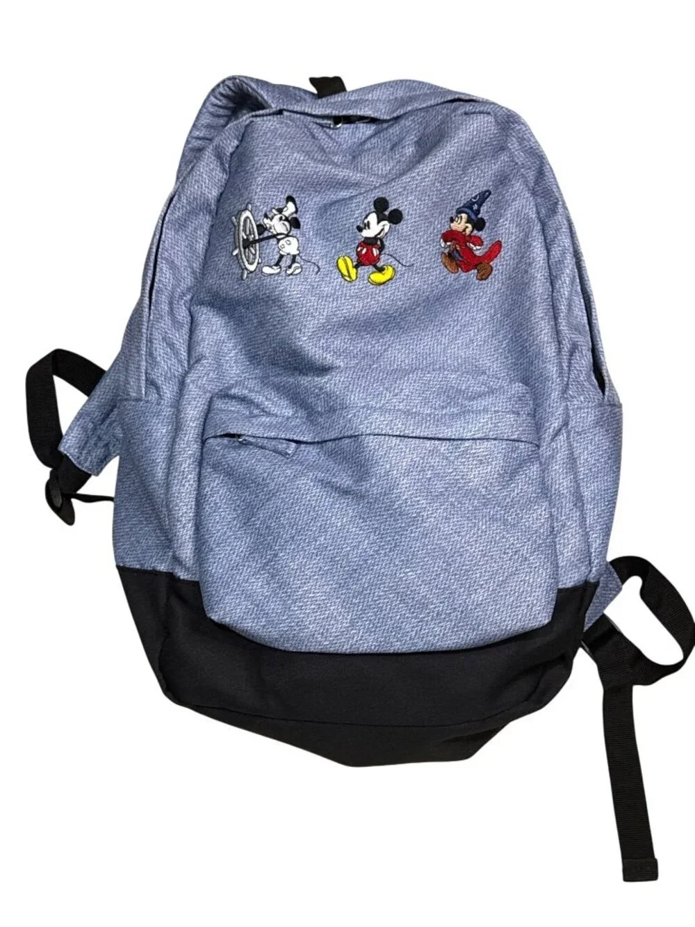 NWOT Disney Mickey Mouse Through the Years Backpack Denim Blue Full Size